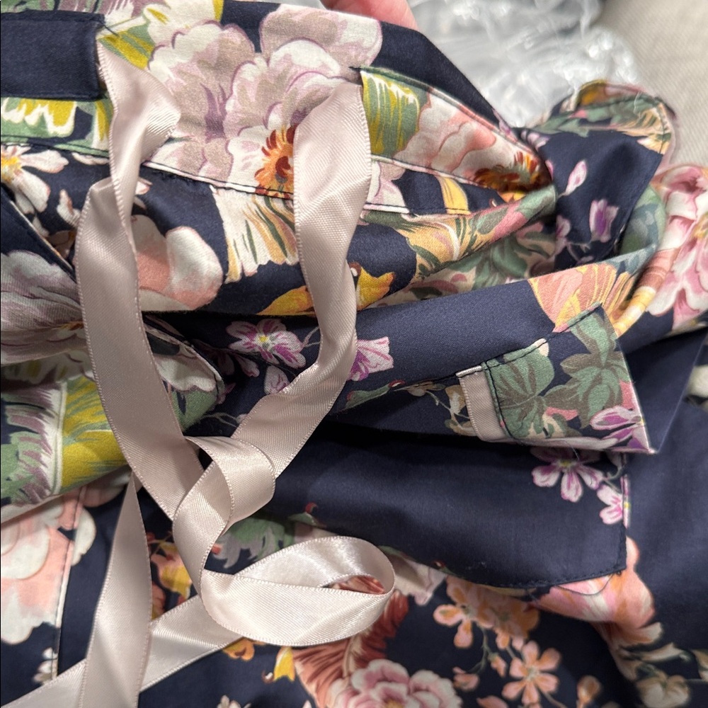 Papinelle Navy Floral Pajama Top with Pink and Yellow Accents - Picture 7 of 10